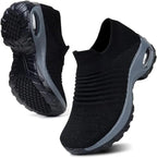 Women's Breathable Synthetic Slip-On Sneakers | Comfortable Arch Support Walking Shoes 0