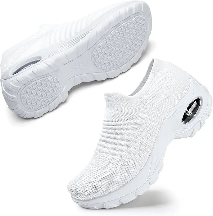 Women's Breathable Synthetic Slip-On Sneakers | Comfortable Arch Support Walking Shoes 4