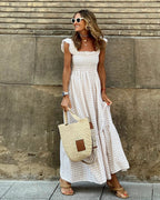Women's Cotton Gingham Maxi Dress | Elegant Flowing Summer Style 0