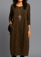 Women's Cozy Knit Midi Dress | Relaxed Fit Long Sleeve with Pockets 4