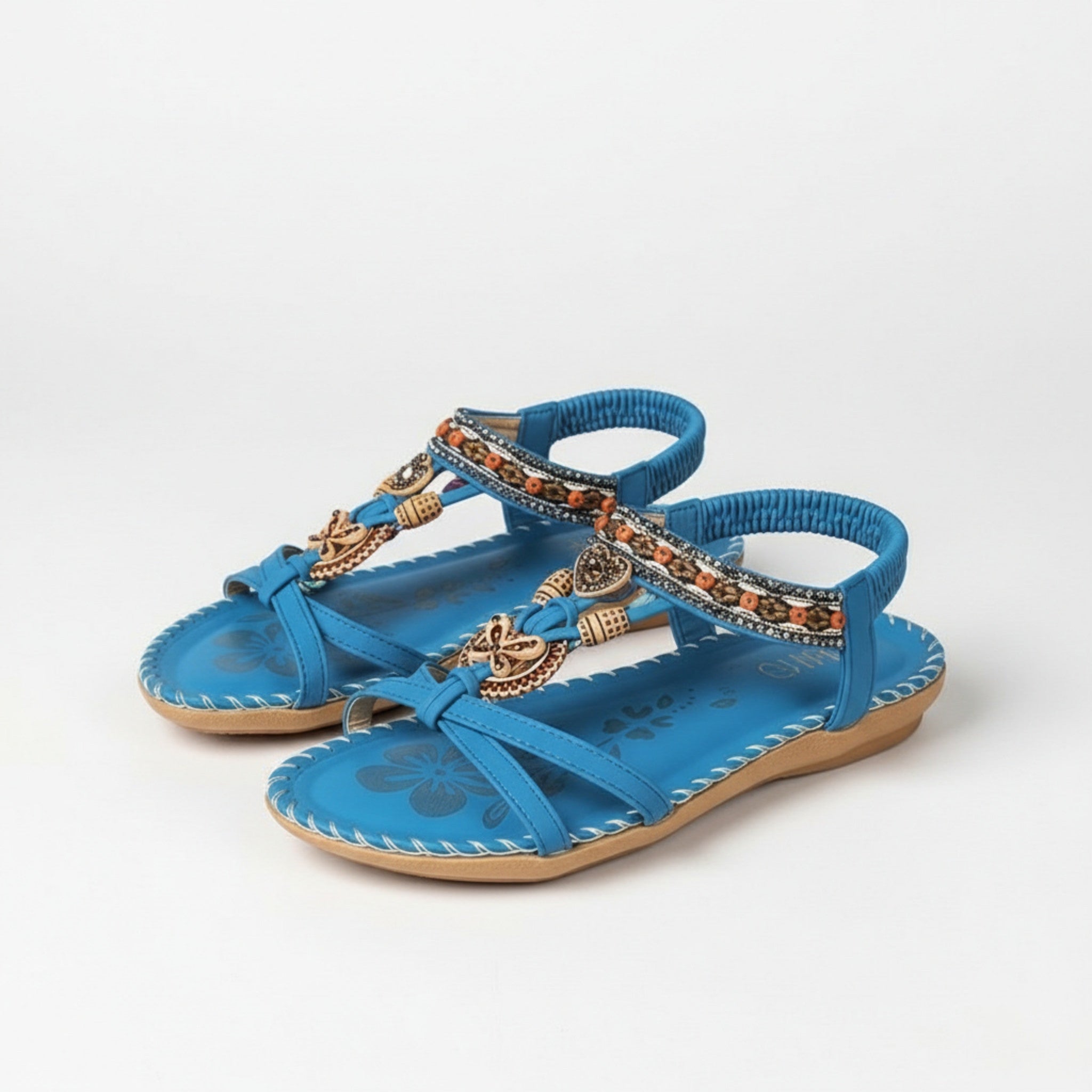 Womens Decorative Bead Flat Sandals | Stylish Open Toe Summer Footwear 1