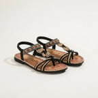 Womens Decorative Bead Flat Sandals | Stylish Open Toe Summer Footwear 8