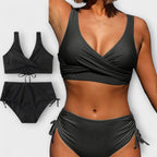 Womens Elegant Black High-Waisted Bikini Sets | Stylish Adjustable Swimwear for Summer 1