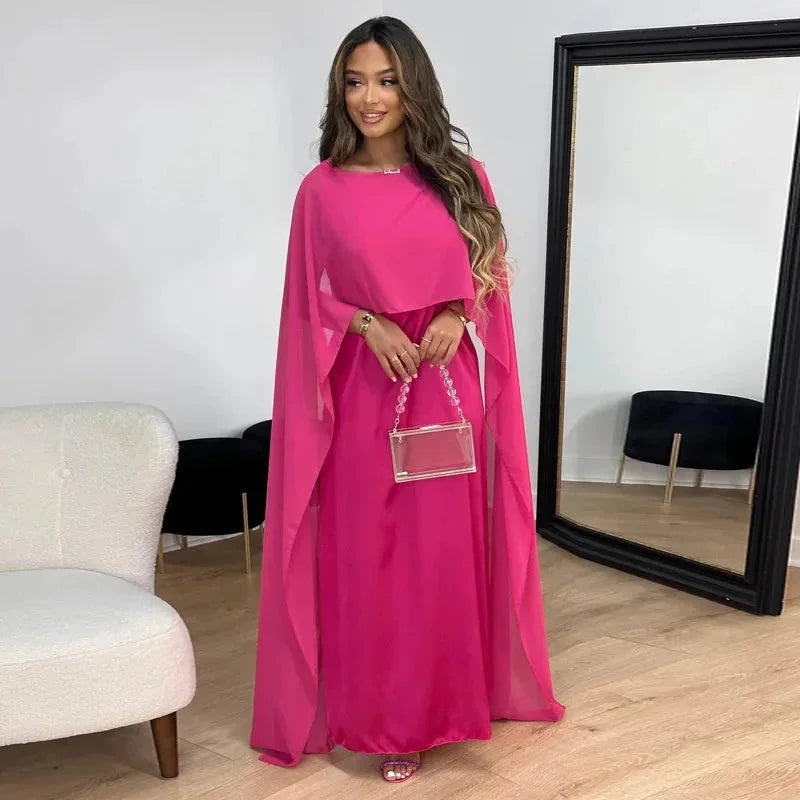 Women's Elegant Cape Maxi Dress | Sophisticated Formal Evening Gown 1