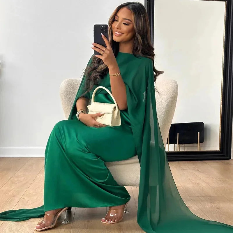 Women's Elegant Cape Maxi Dress | Sophisticated Formal Evening Gown 4
