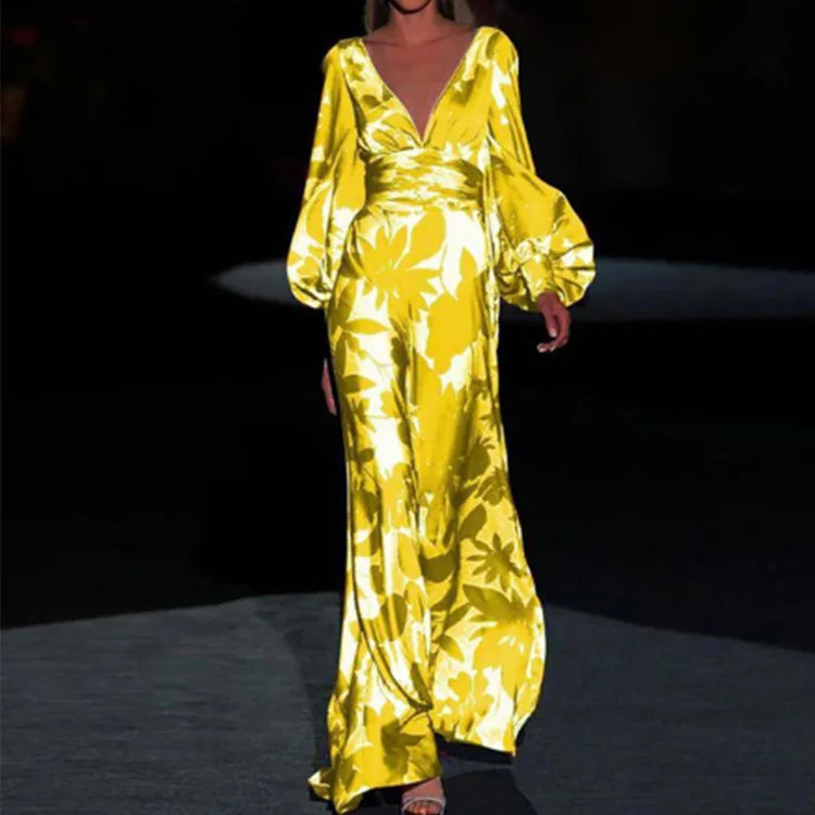 Women's Elegant Flowing Maxi Dress | Defined Waist Long Sleeve Summer Dress 2