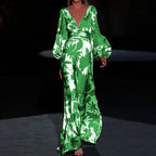 Women's Elegant Flowing Maxi Dress | Defined Waist Long Sleeve Summer Dress 3