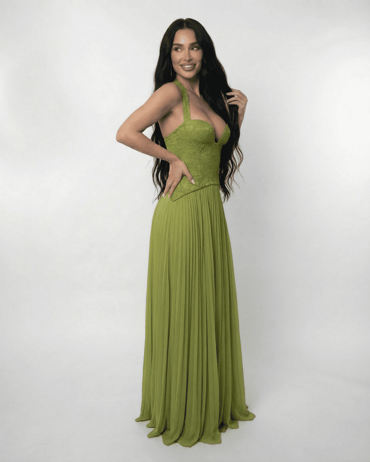 Womens Elegant Lace Maxi Dress | Timeless Halter Neck Formal Gown 3