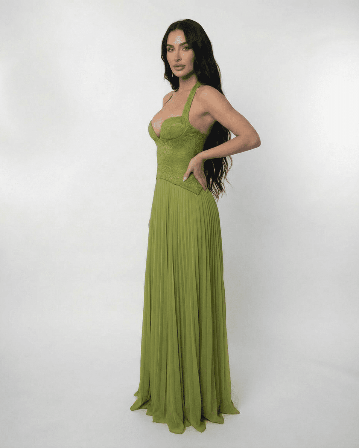 Womens Elegant Lace Maxi Dress | Timeless Halter Neck Formal Gown 4