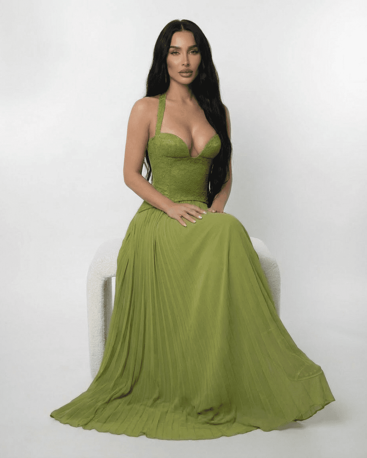 Womens Elegant Lace Maxi Dress | Timeless Halter Neck Formal Gown 5