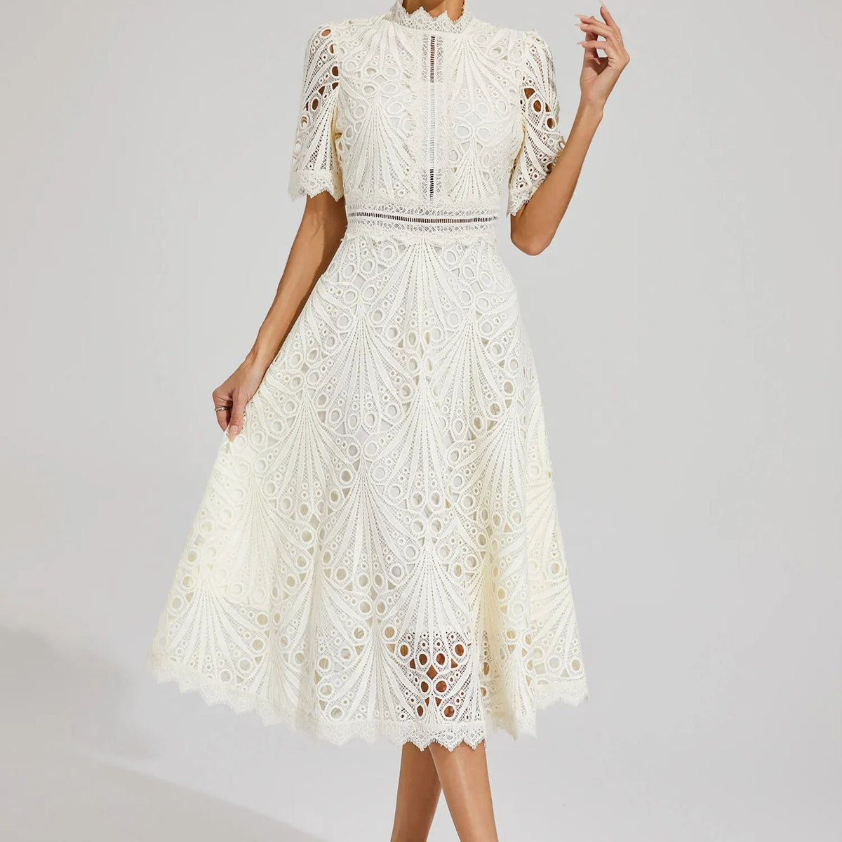 high neck summer midi dress Midi Dress With High Neck