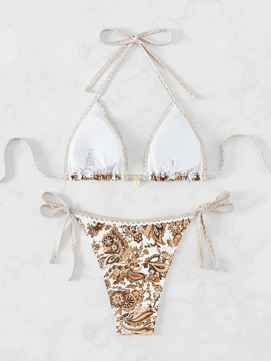 Womens Elegant Paisley Print Bikini Set | Comfortable Adjustable Swimwear for Summer 2