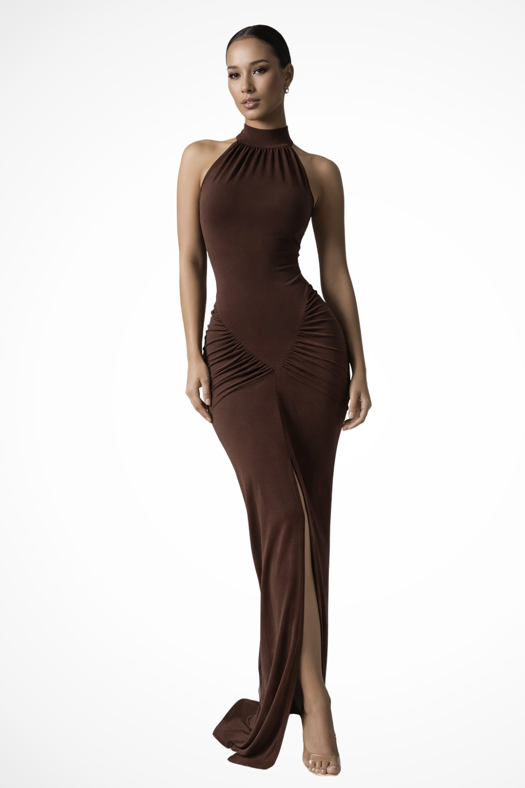 Womens Elegant Ruched Maxi Dress | Halter Neck Sleeveless Formal Summer Gown 7
