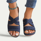 Womens Faux Leather Casual Sandals | Comfortable Adjustable Summer Footwear 1