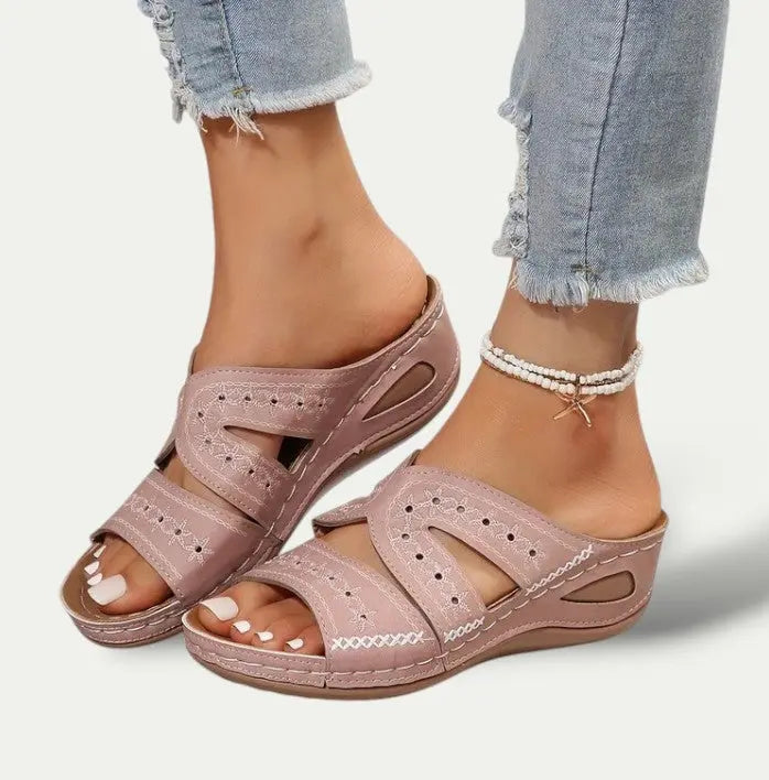 Womens Faux Leather Casual Sandals | Comfortable Adjustable Summer Footwear 2