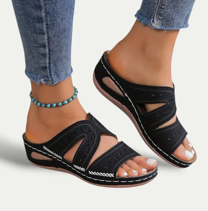 Womens Faux Leather Casual Sandals | Comfortable Adjustable Summer Footwear 5