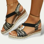 Womens Faux Leather Sandals | Supportive Low Heel Comfortable Summer Shoes 2