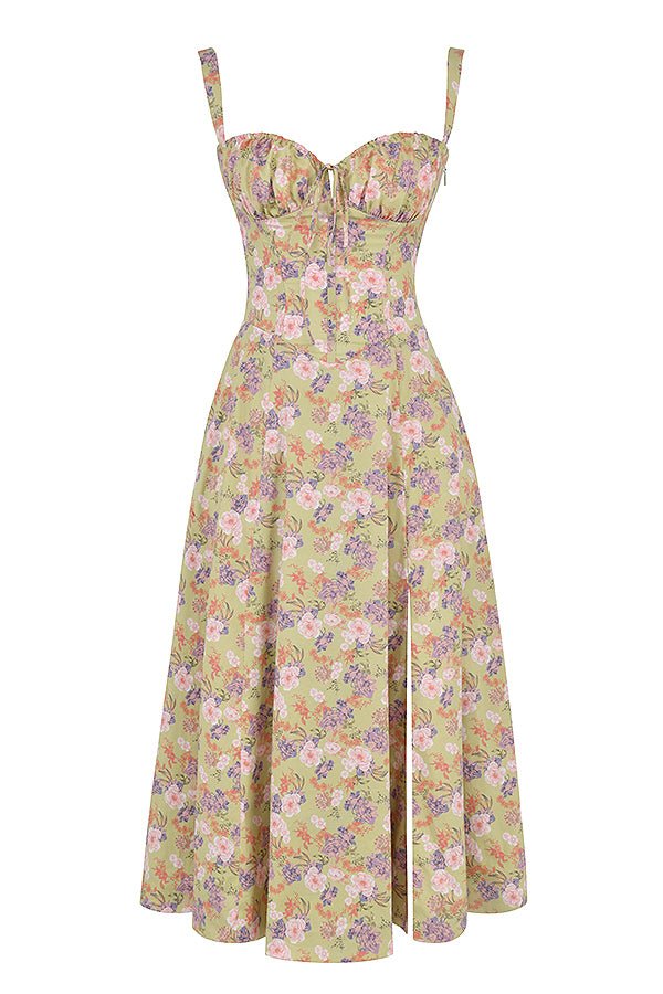 Women's Floral Cotton Midi Dress | Elegant Flowing Summer Cocktail Dress 1
