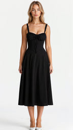 Women's Floral Cotton Midi Dress | Elegant Flowing Summer Cocktail Dress 2