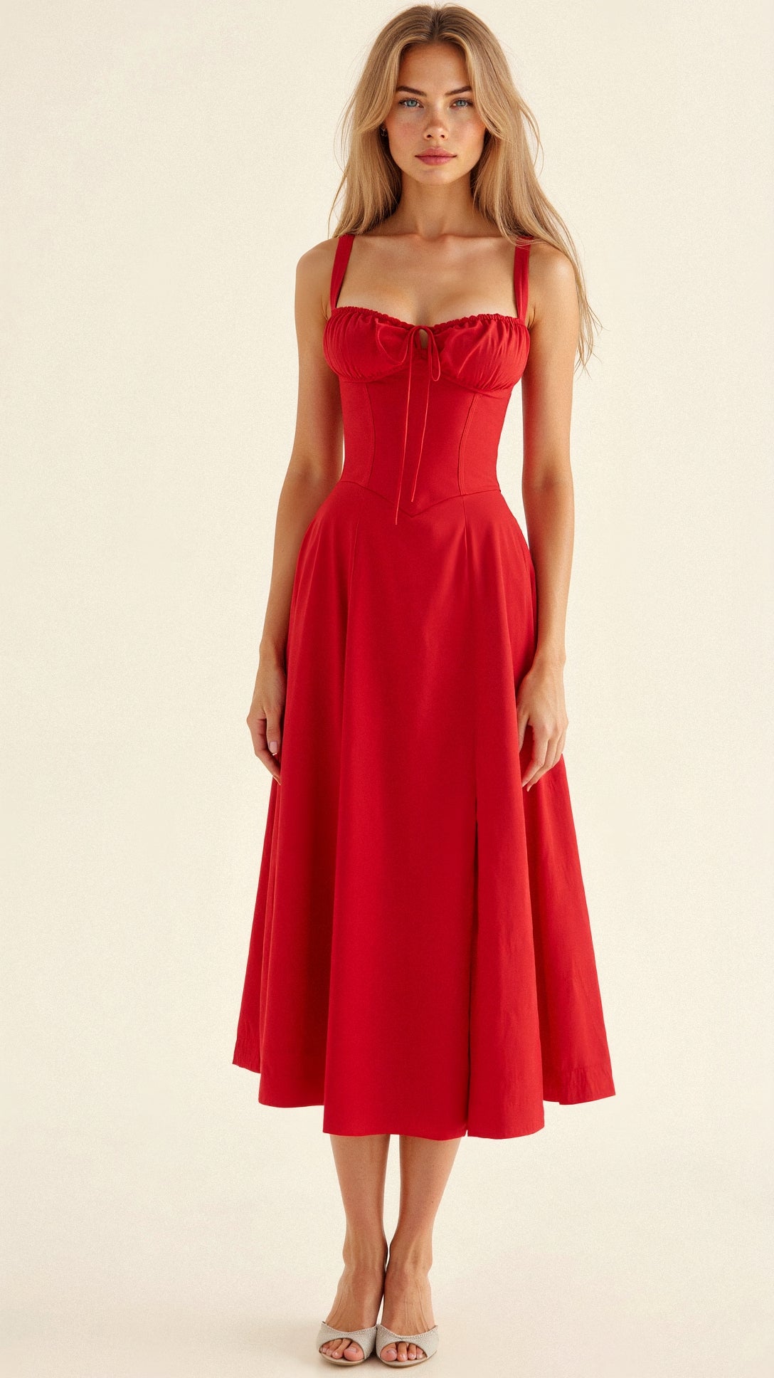 Women's Floral Cotton Midi Dress | Elegant Flowing Summer Cocktail Dress 6
