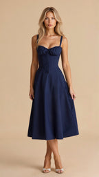 Women's Floral Cotton Midi Dress | Elegant Flowing Summer Cocktail Dress 8