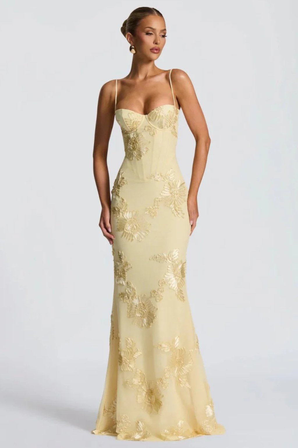 Women's Floral Embroidered Maxi Dress | Structured Corset Cami Style 2