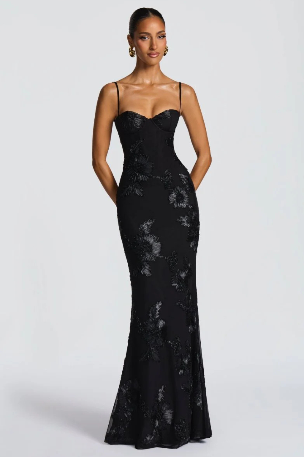 Women's Floral Embroidered Maxi Dress | Structured Corset Cami Style 5