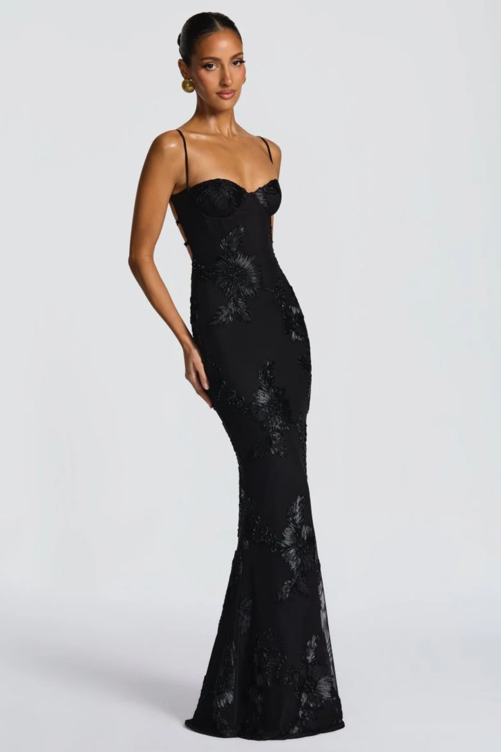 Women's Floral Embroidered Maxi Dress | Structured Corset Cami Style 6