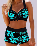 Womens Floral High-Waist Swimsuit | Elegant Vintage Swimwear for Summer 1