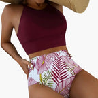 Womens Floral High-Waisted Bikini Set | Stylish Two-Piece Swimwear for Summer 1