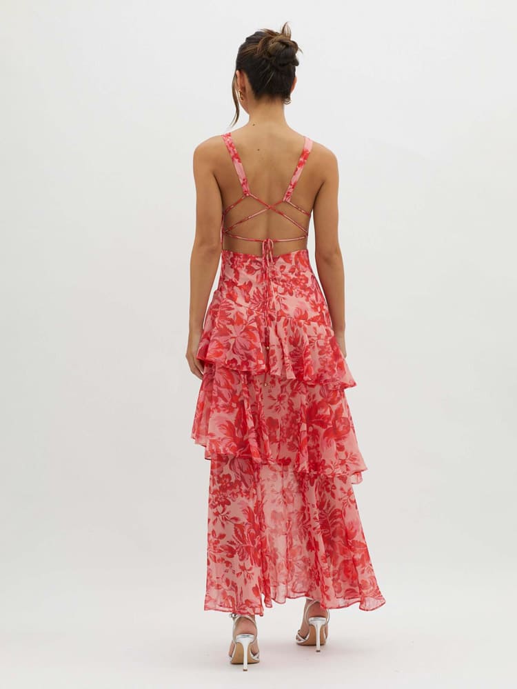 Women's Floral Print Maxi Dress | Flowing Tiered Summer Style 2