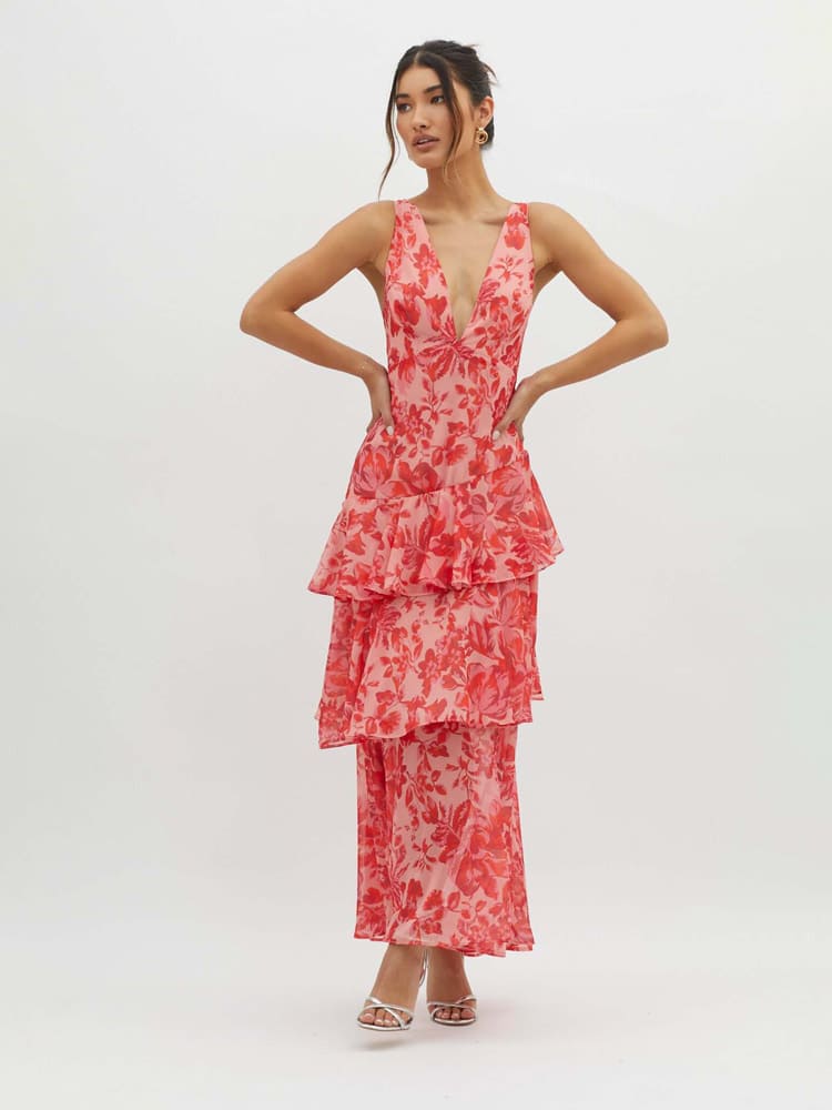 Women's Floral Print Maxi Dress | Flowing Tiered Summer Style 3