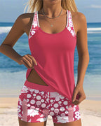 Womens Floral Two-Piece Tankini Swimsuit | Comfortable Fit Summer Swimwear 1
