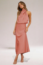 Women's Flowing Chiffon Maxi Dress | Elegant Halter Neck Summer Gown 2