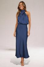 Women's Flowing Chiffon Maxi Dress | Elegant Halter Neck Summer Gown 3