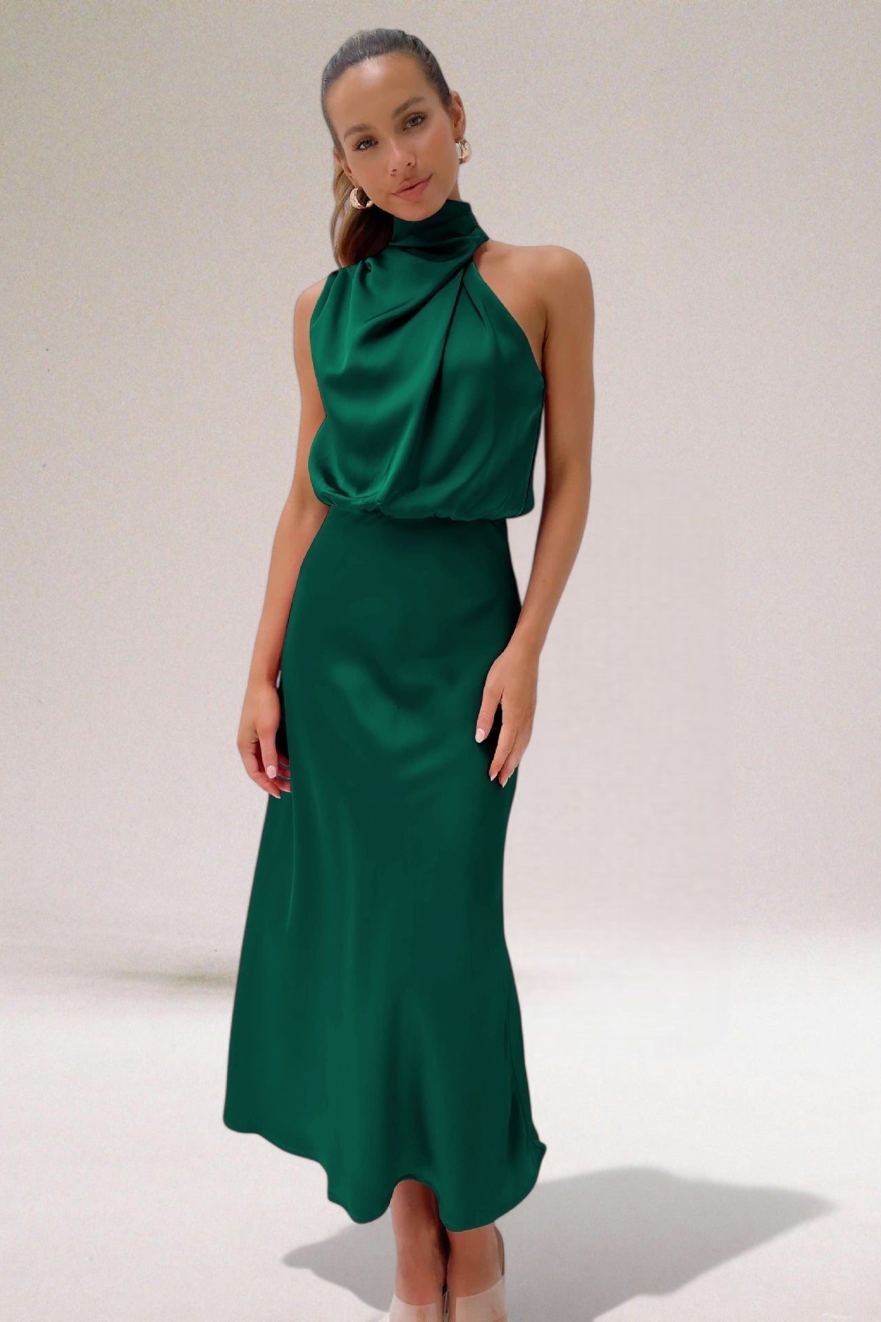 Women's Flowing Chiffon Maxi Dress | Elegant Halter Neck Summer Gown 5