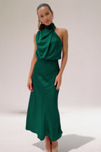 Women's Flowing Chiffon Maxi Dress | Elegant Halter Neck Summer Gown 5