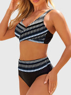 Womens Geometric High-Waisted Bikini Set | Flattering Supportive Swimwear for Summer 2