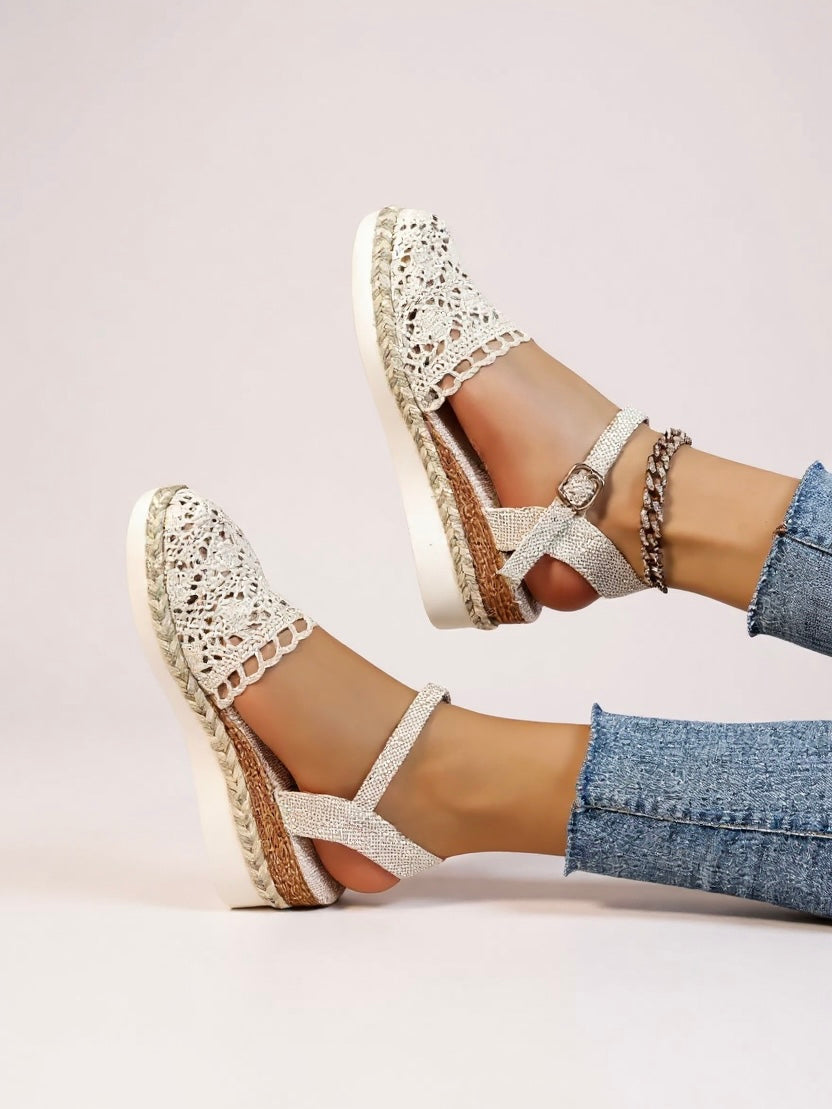 Womens Handcrafted Crochet Platform Sandals | Elegant Boho Chic Summer Footwear 5