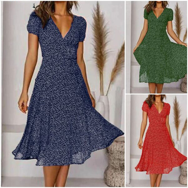 Women's High-Quality A-Line Dress | Elegant V-Neck Summer Cocktail Maxi Dress 1
