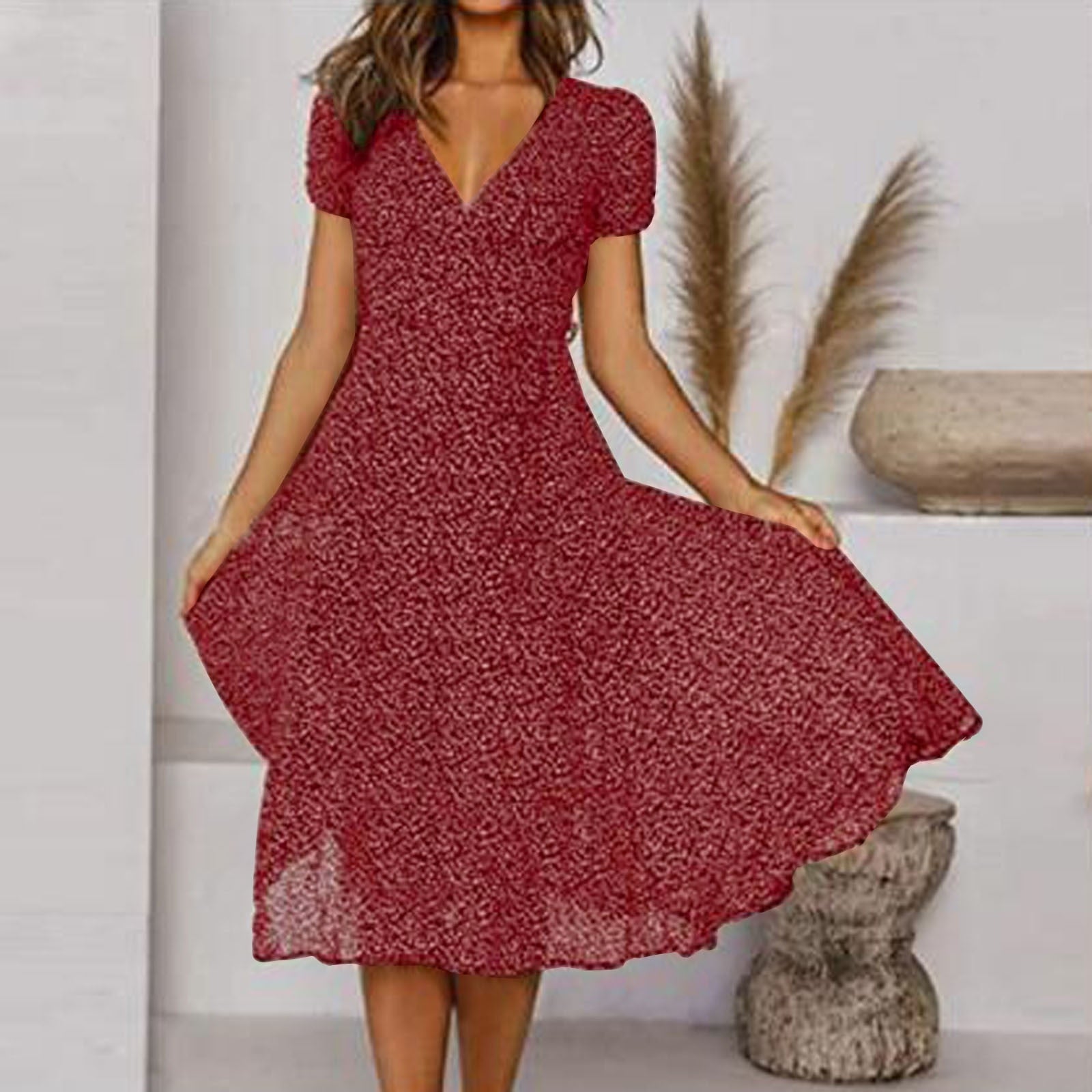 Women's High-Quality A-Line Dress | Elegant V-Neck Summer Cocktail Maxi Dress 3