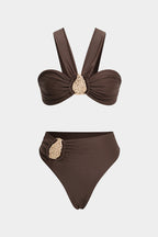 Womens High-Quality Asymmetrical Bikini Set | Trendy Metallic Summer Swimwear 1