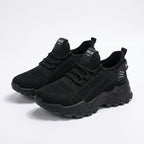 Womens Knit Fabric Lace-Up Sneakers | Comfortable Low Top White Walking Shoes 5