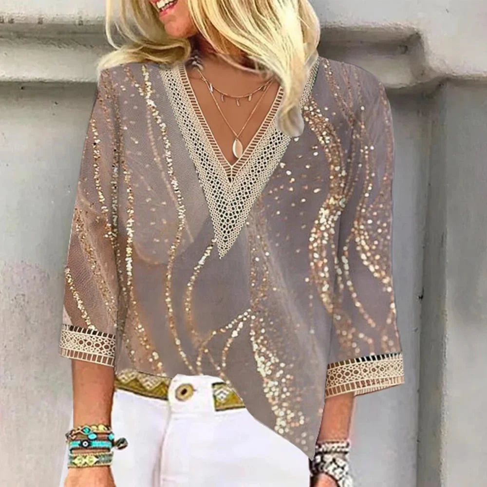 Women's Lightweight Chiffon Blouse | Flowing Elegant Summer Top with Delicate Details 0