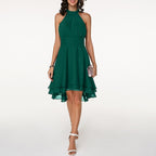 Women's Lightweight Chiffon Halter Midi Dress | Romantic Tiered Summer Gown 13