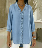 Women's Lightweight Cotton Blouse | Relaxed Fit Ruffled Summer Top 1