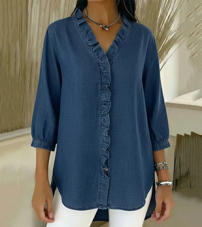 Women's Lightweight Cotton Blouse | Relaxed Fit Ruffled Summer Top 2