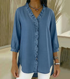 Women's Lightweight Cotton Blouse | Relaxed Fit Ruffled Summer Top 3