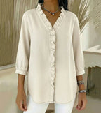 Women's Lightweight Cotton Blouse | Relaxed Fit Ruffled Summer Top 4