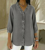Women's Lightweight Cotton Blouse | Relaxed Fit Ruffled Summer Top 5